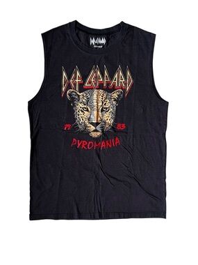 DEF LEPPARD Black Muscle Cotton T-Shirt Size Large